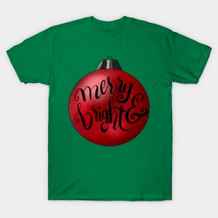 Merry & Bright Red Christmas Ornament T-Shirt